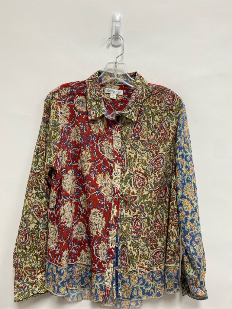 Coldwater Creek Size MP Green/Red Floral Petite Top