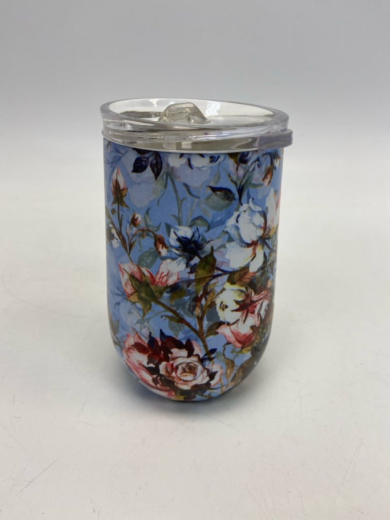 Blue Multi Color Flowers Tumbler