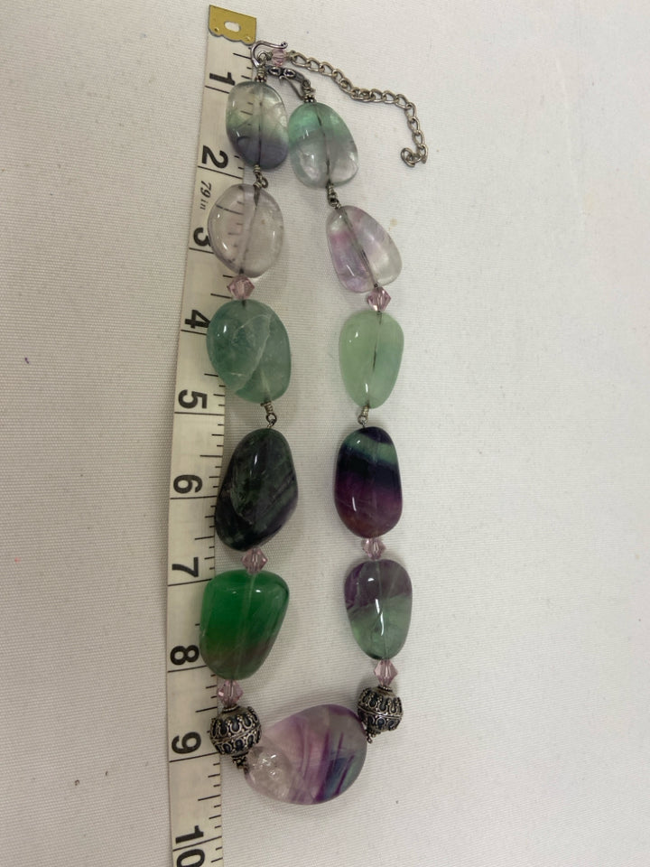 Purple Green Stones Necklace