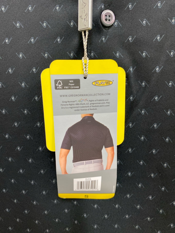 NWT Greg Norman Size S Black Gray Golf Polo Men&