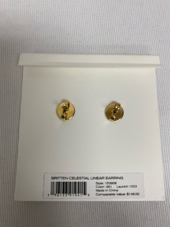 NWT Tory Burch Gold Color Silver Color Moon/Stars Earrings