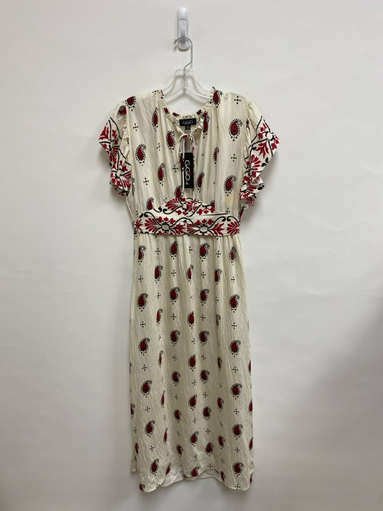 NWT GiGiO Size M Cream Red/Black Assorted Print Ladies Dress