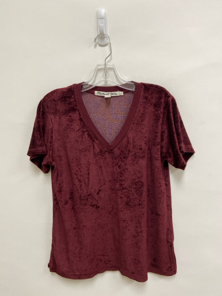 Michael Stars Size S Burgundy Short Sleeve Velour Ladies Top