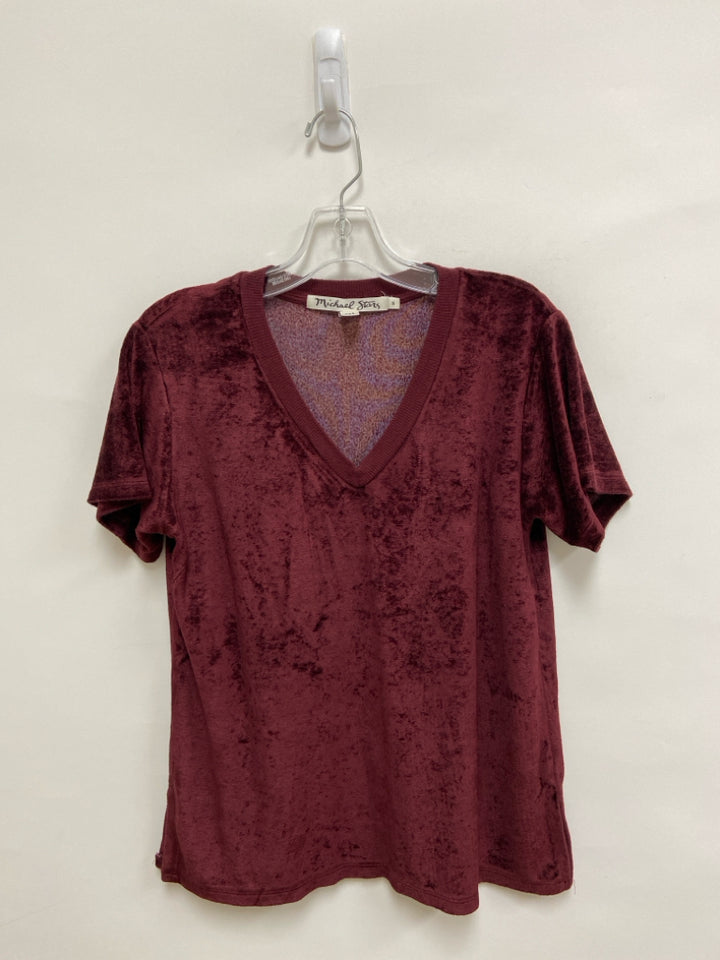 Michael Stars Size S Burgundy Short Sleeve Velour Ladies Top