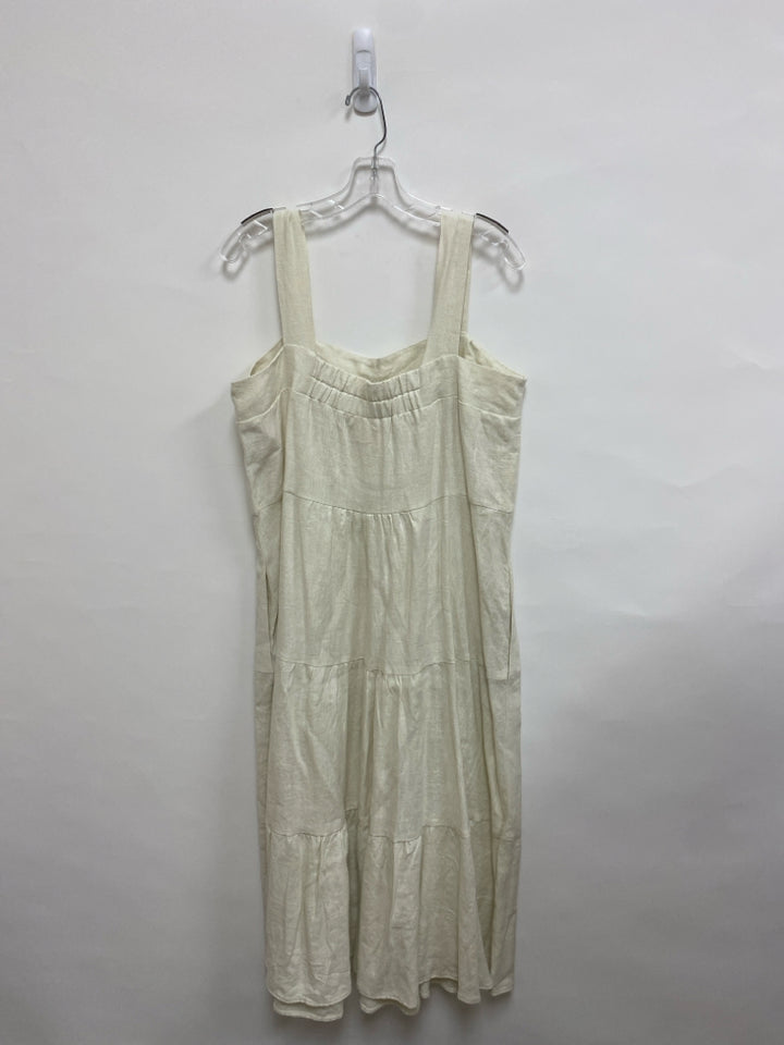Size L White Sleeveless Linen Ladies Dress