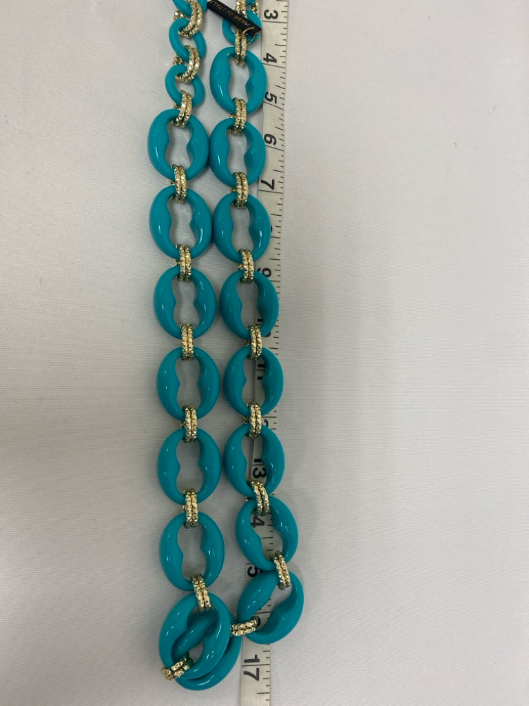 NWT Gold Color Turquoise Shapes Necklace