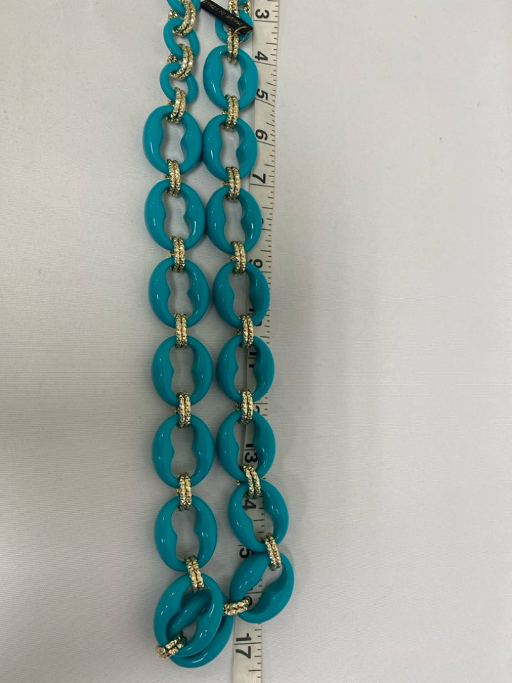 NWT Gold Color Turquoise Shapes Necklace