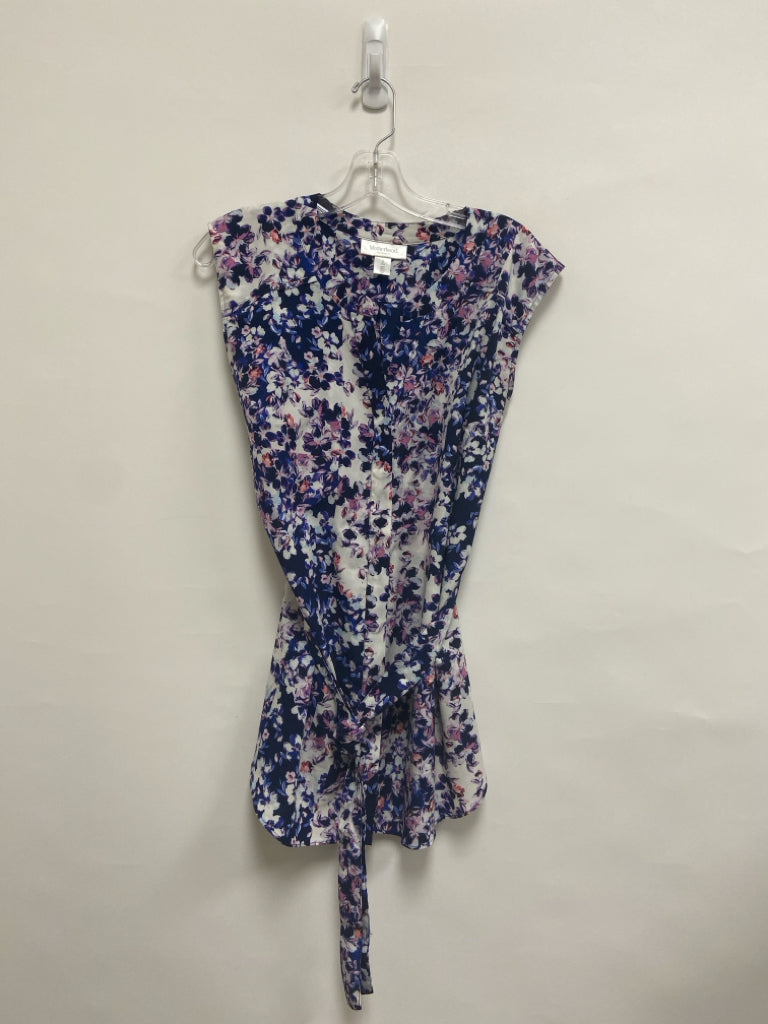 Motherhood Size S Navy White/Pink Flowers Sleeveless Maternity Top