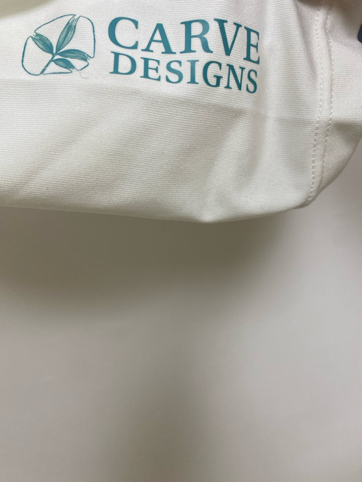 Carve Designs Size S White Ruched Ladies Rash Guard