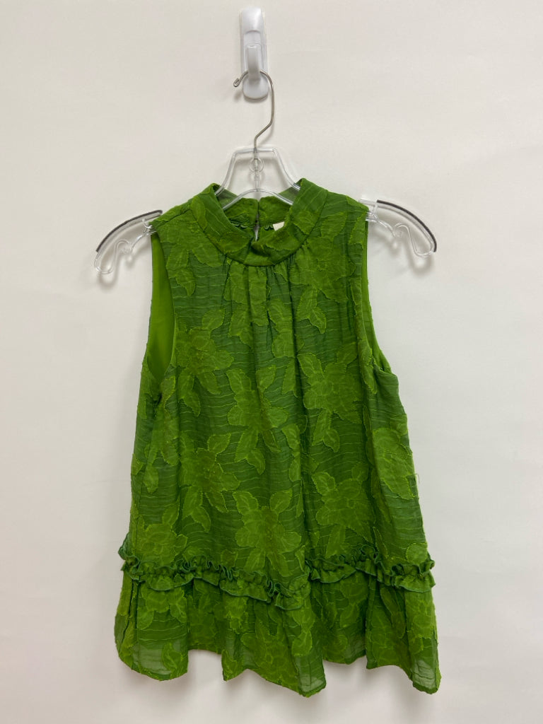 Maeve Size 2 Green Texture Sleeveless Ladies Top
