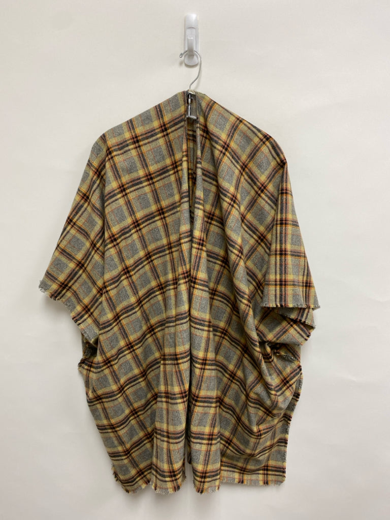 Size OSFM Gray/Tan Black/Orange Plaid Drape Ladies Jacket