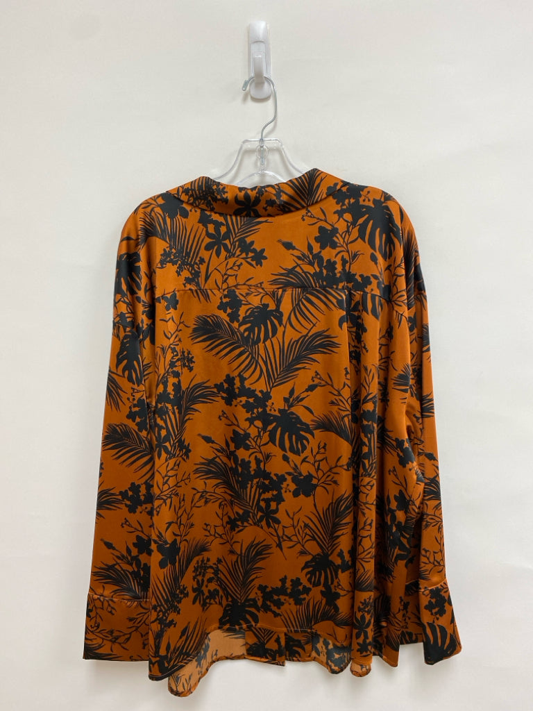 SIZE  3X Brown Black Leaves Plus Size Top
