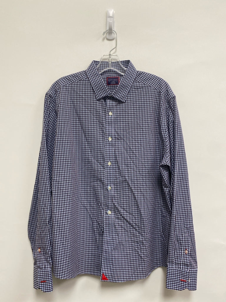 Untuckit Size L Black Powder Blue Checkered Men&