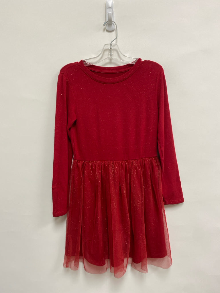 Cat &amp; Jack SIZE 7/8 Red/Gold Sparkle Long Sleeve Girl&