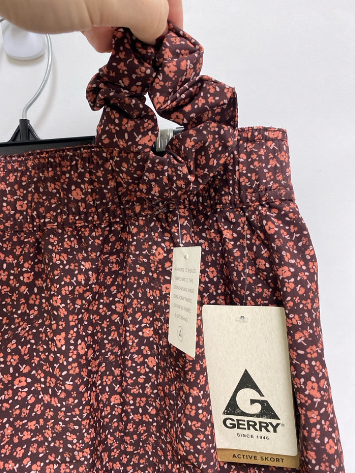 NWT Gerry Size L Brown Coral Flowers Ladies Skort