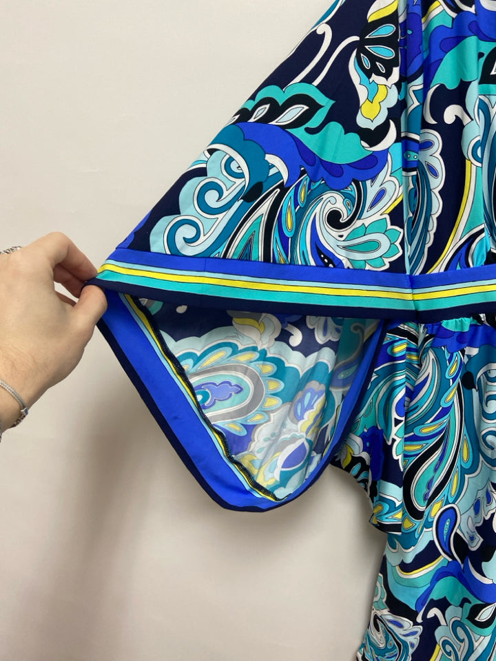 NWT Trina Turk Size S Turquoise Blue/Multi Acanthus Ladies Coverup