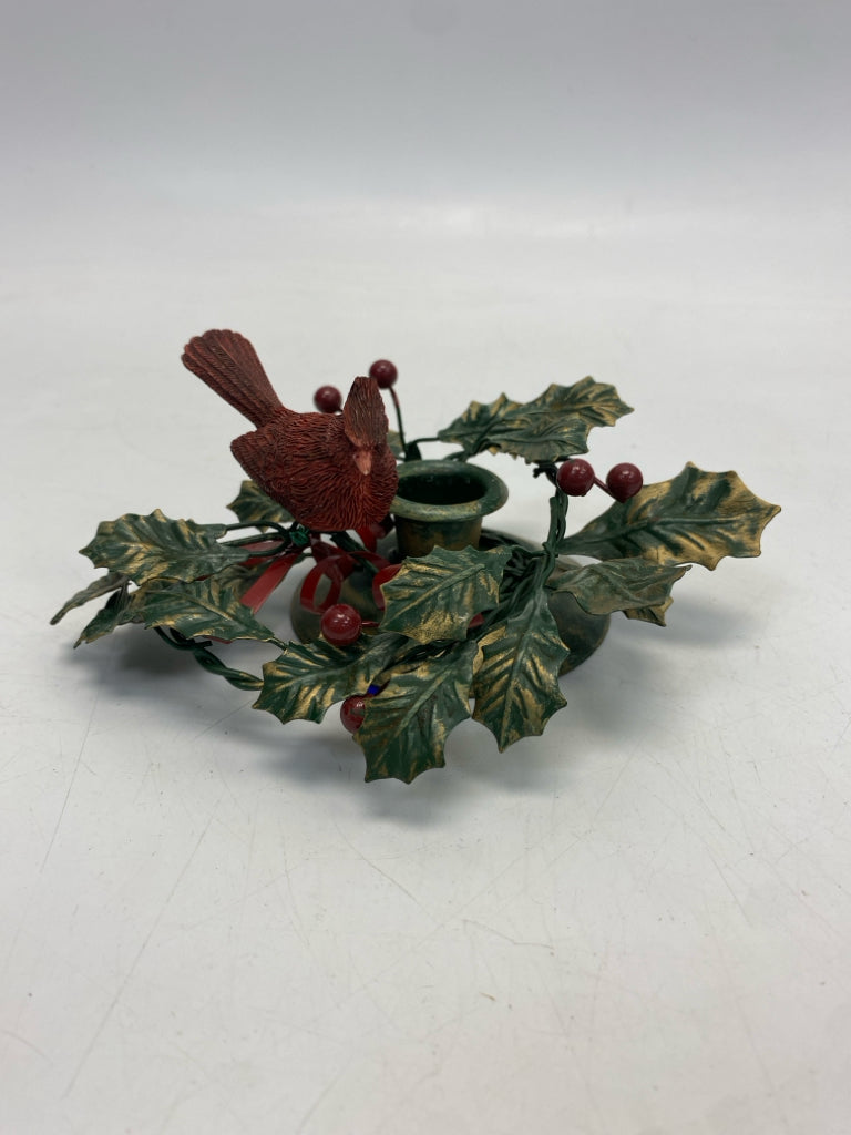 Green Red Cardinal Metal Christmas