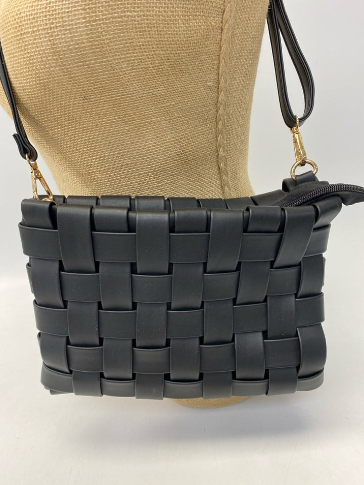 Anthropologie Black Woven Leather Crossbody