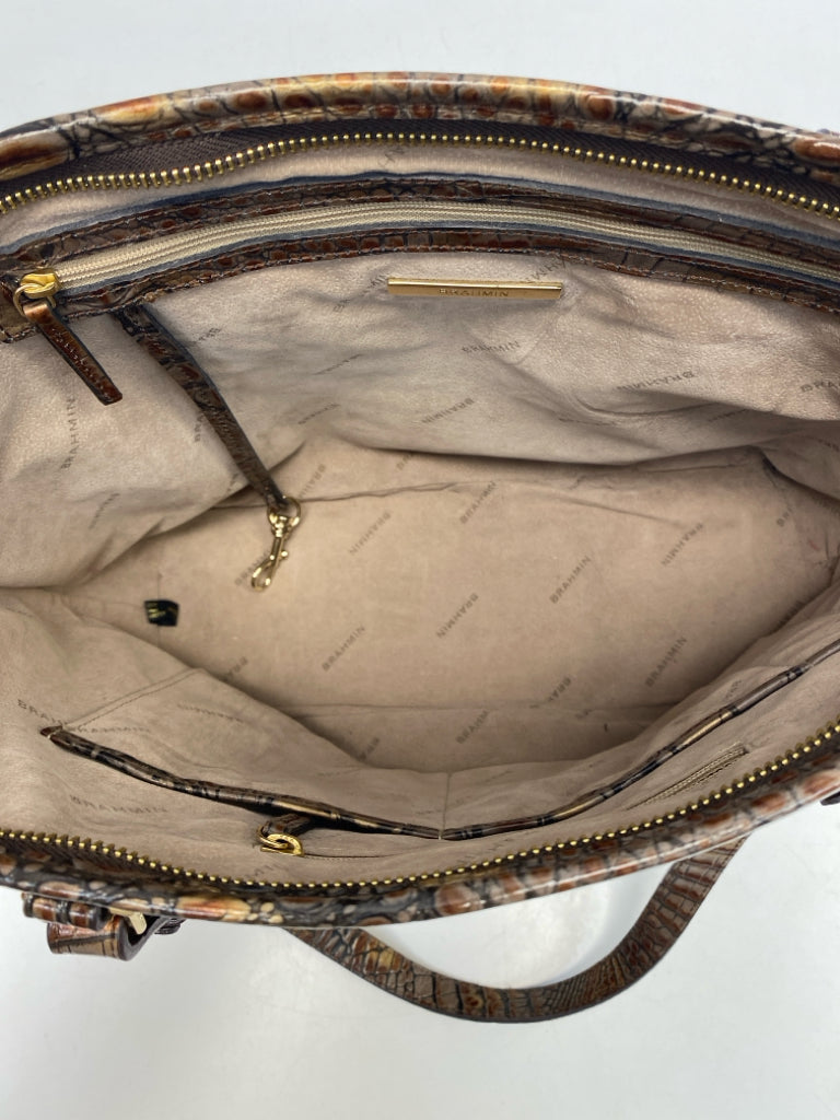 Brahmin Brown Gold Embossed Handbag