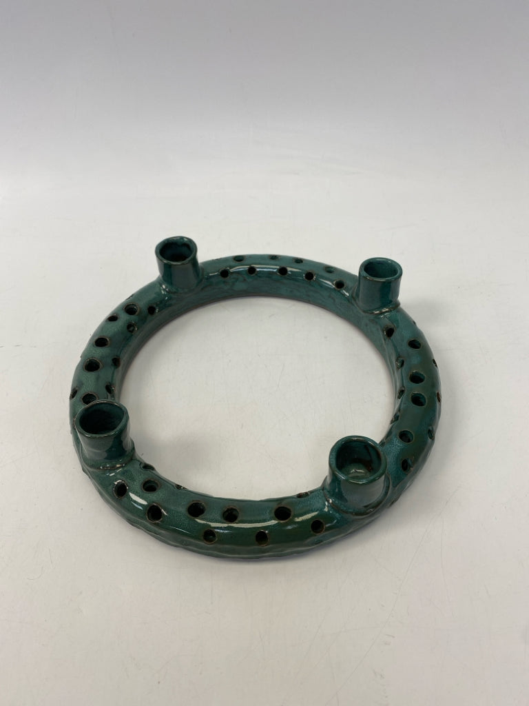 Teal Green Perforated Pottery Pottery