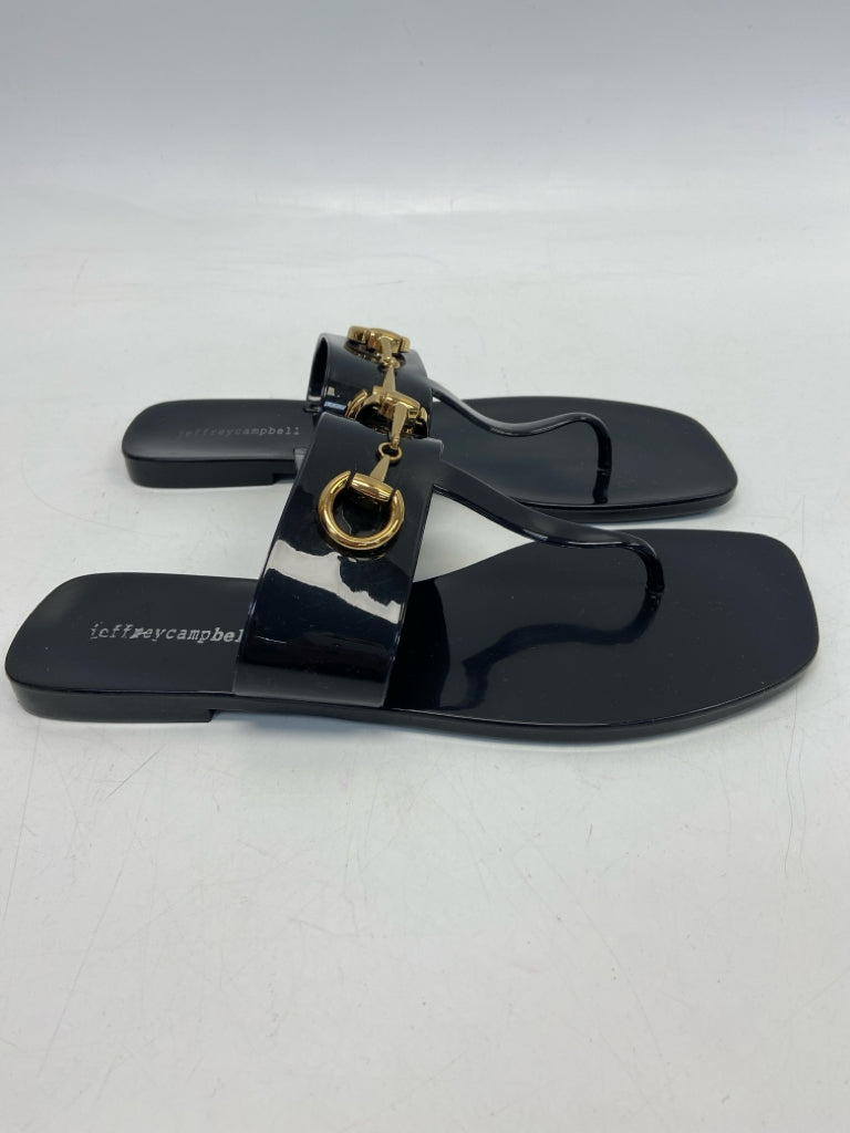 Jeffrey Campbell  Size 9 Black Gold Accent(s) Jelly Sandals