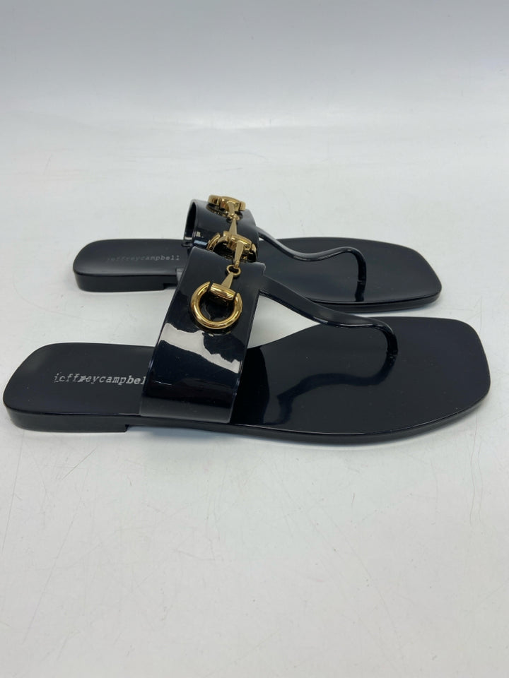 Jeffrey Campbell  Size 9 Black Gold Accent(s) Jelly Sandals