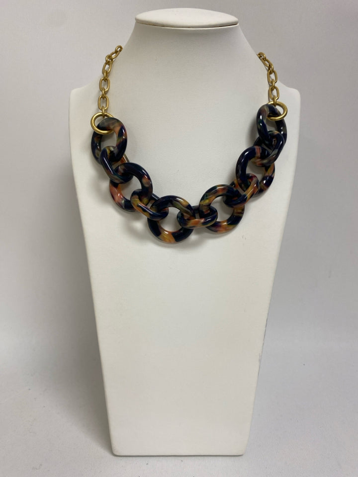 J Crew Multi Color Gold Color Necklace