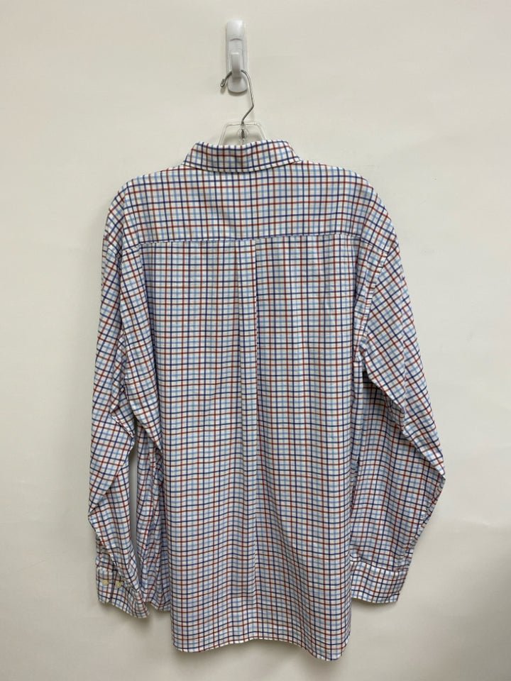 Peter Millar Size XL White Red/White Plaid Men&