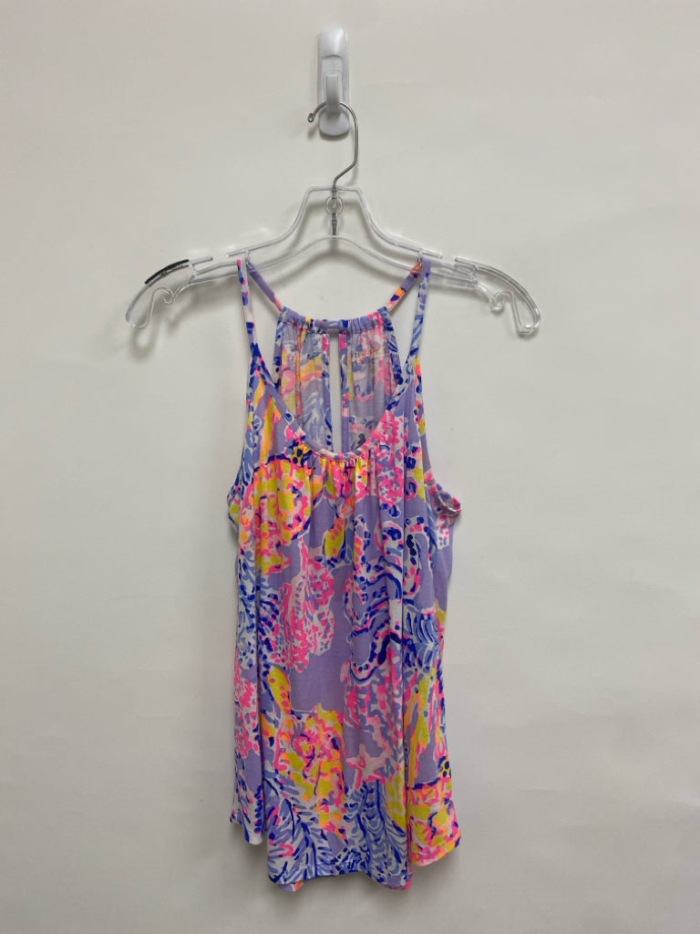 LILLY PULITZER Size XS Lavender Pink/Yellow Abstract Halter Ladies Top