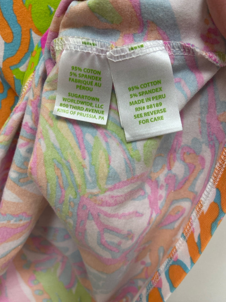 LILLY PULITZER Size XL Neon Multi White Sea Life Ladies Top