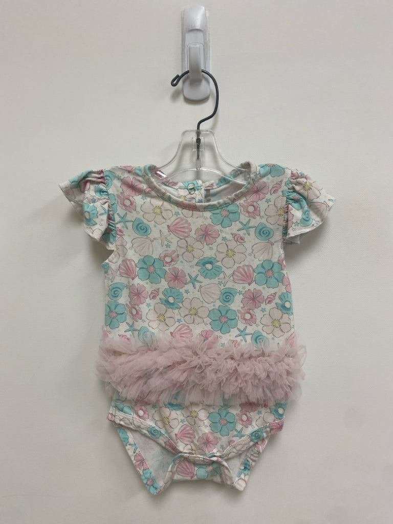SIZE 3-6M White Pink/Blue Flowers Girl&