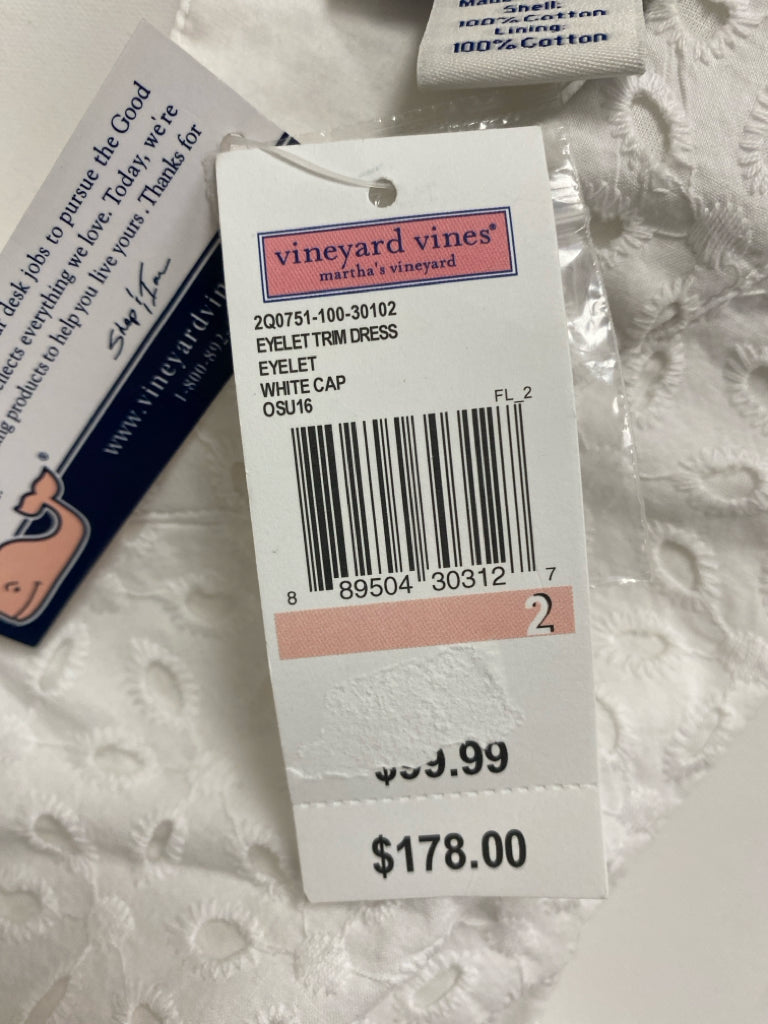 NWT Vineyard Vines Size 2 White Sleeveless Eyelet Ladies Dress