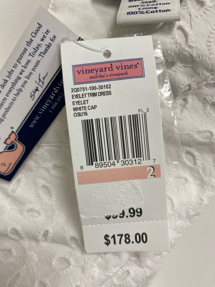 NWT Vineyard Vines Size 2 White Sleeveless Eyelet Ladies Dress