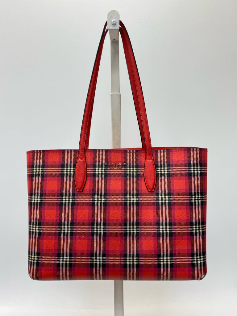 Kate Spade Red Black/Cream Plaid Handbag