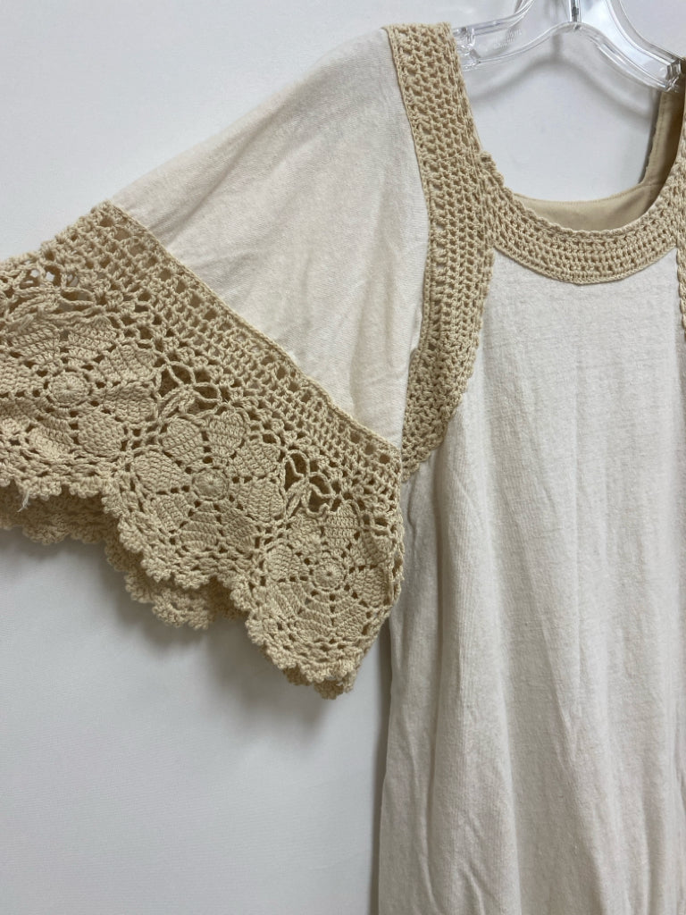 Judith March Size S Cream Beige Trimmed Crochet Ladies Dress