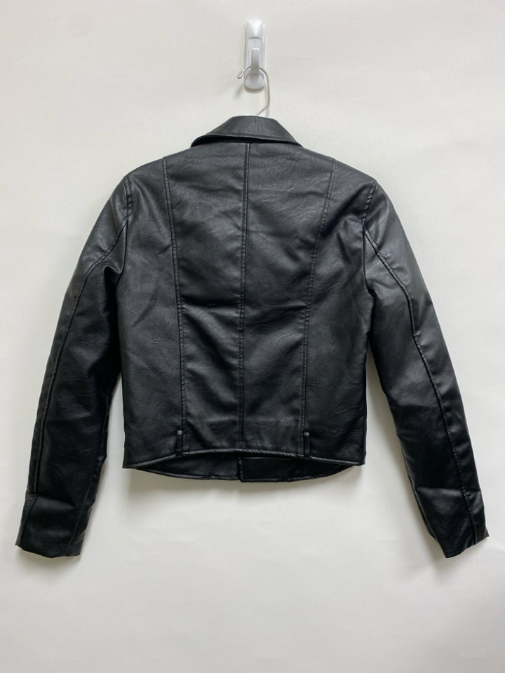 LOVE TREE Size S Black Zip Down Faux Leather Ladies Jacket