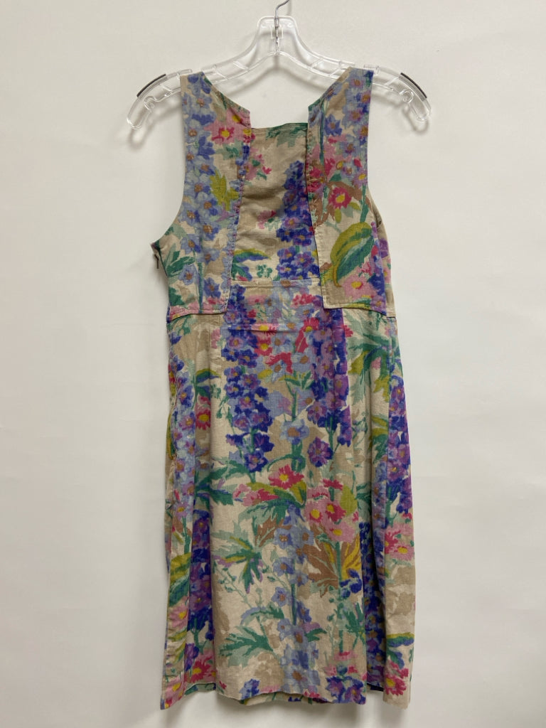 edme &amp; esyllte Size 4 Cream Purple Floral Sleeveless Ladies Dress