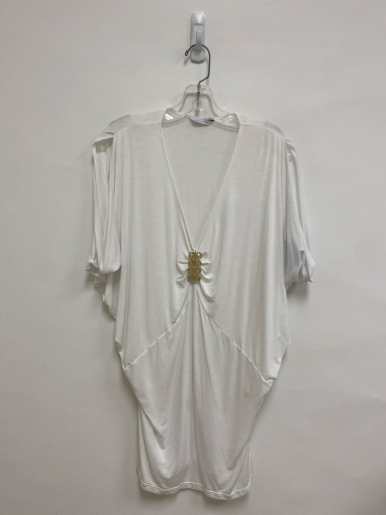 Trina Turk Size XS White Gold Accents V Neck Ladies Top