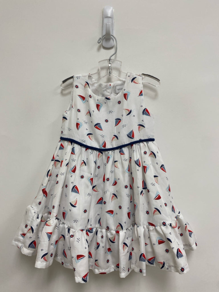 SIZE 12M White Navy/Red Boats Sleeveless Girl&