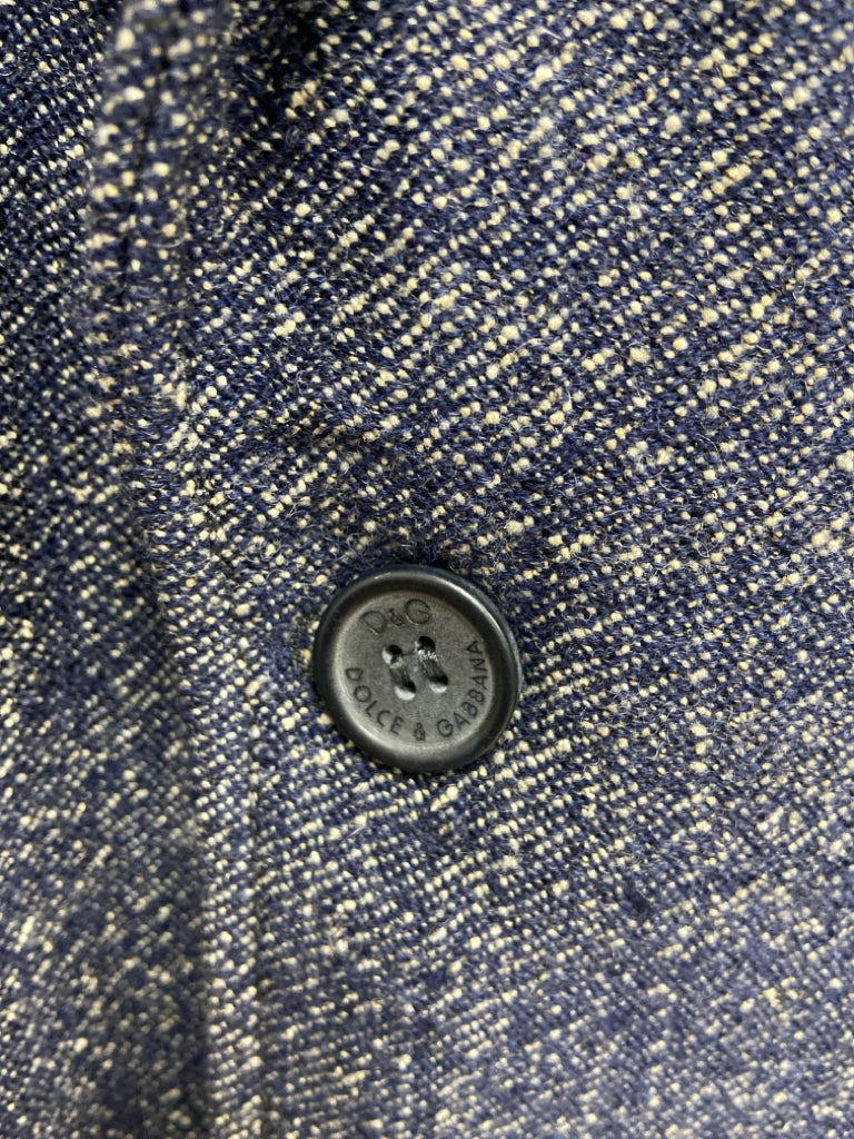 Dolce &amp; Gabbana Size 38 Navy Tan Mottled Wool Blend Men&