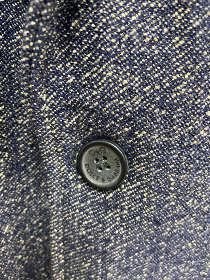 Dolce &amp; Gabbana Size 38 Navy Tan Mottled Wool Blend Men&