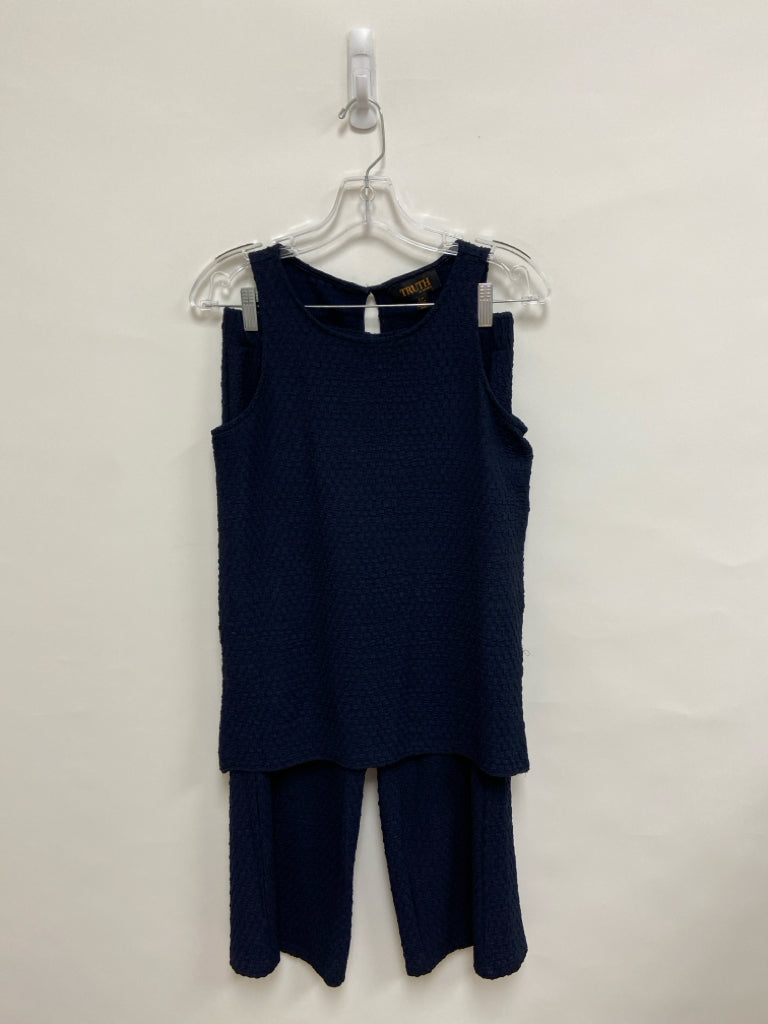 TRUTH BY REPUBLIC Size S Navy Texture Tank Ladies 2pc Pant Set