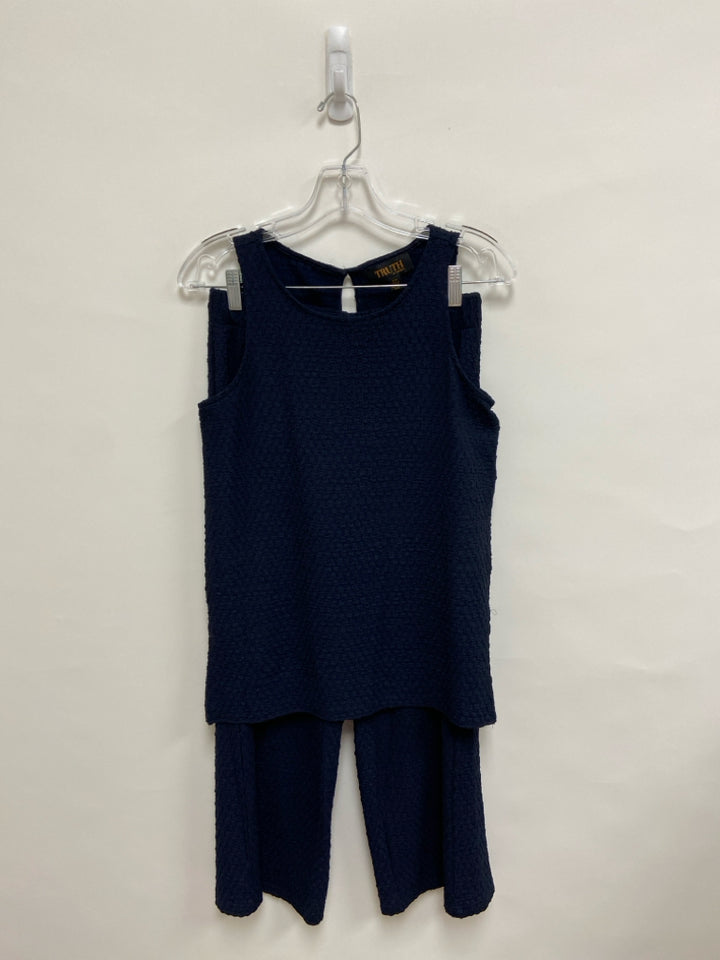 TRUTH BY REPUBLIC Size S Navy Texture Tank Ladies 2pc Pant Set