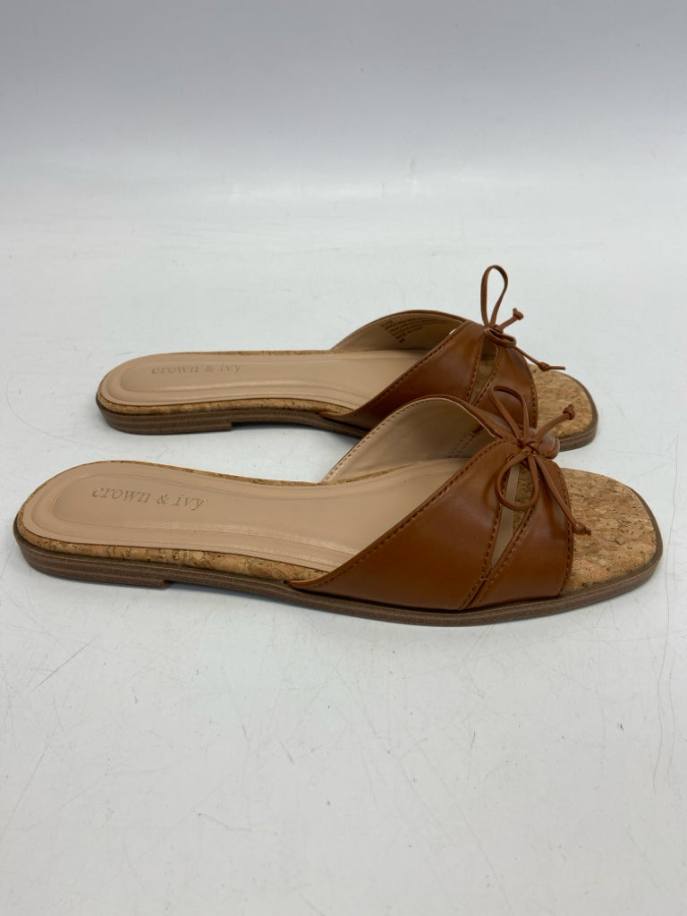 NWOT Crown &amp; Ivy  Size 6 Cognac Bow(s) Sandals