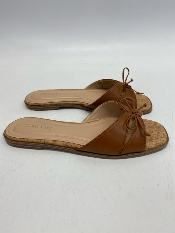 NWOT Crown &amp; Ivy  Size 6 Cognac Bow(s) Sandals