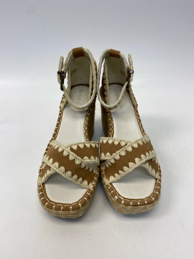 Oasis Society Size 8.5 Brown Tan Sandals