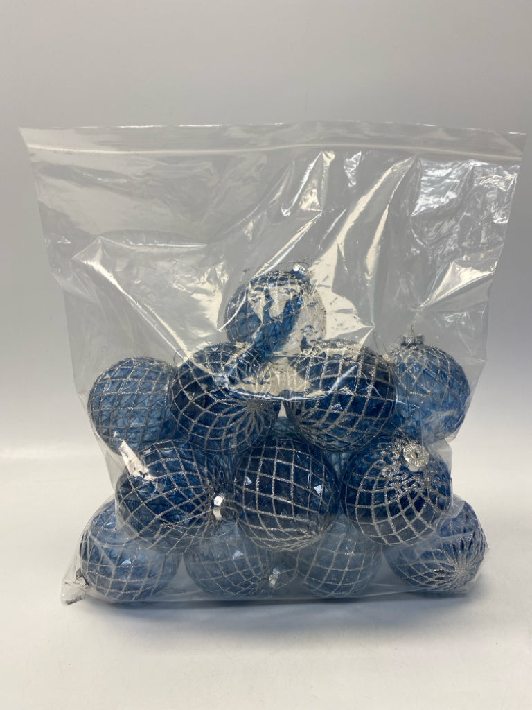 Blue Silver Glitter Ornaments