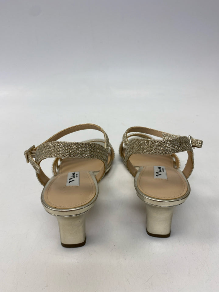 NWOT Nina  Size 7 Gold Clear Rhinestone(s) Sandals