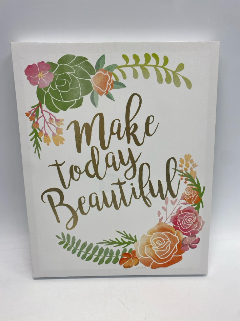 White Gold/Pink Flowers Canvas Art