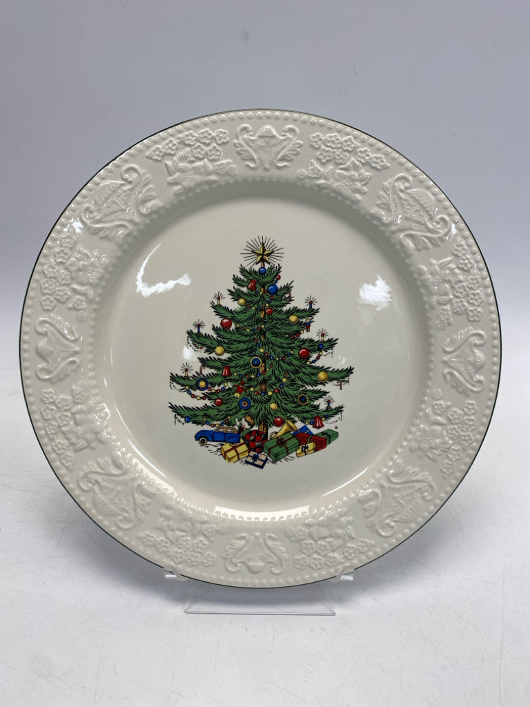 White Green Embossed Christmas